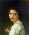 サクランボを持つ若い女の子の肖像画 リアルな少女のポートレート Charles Amable Lenoir